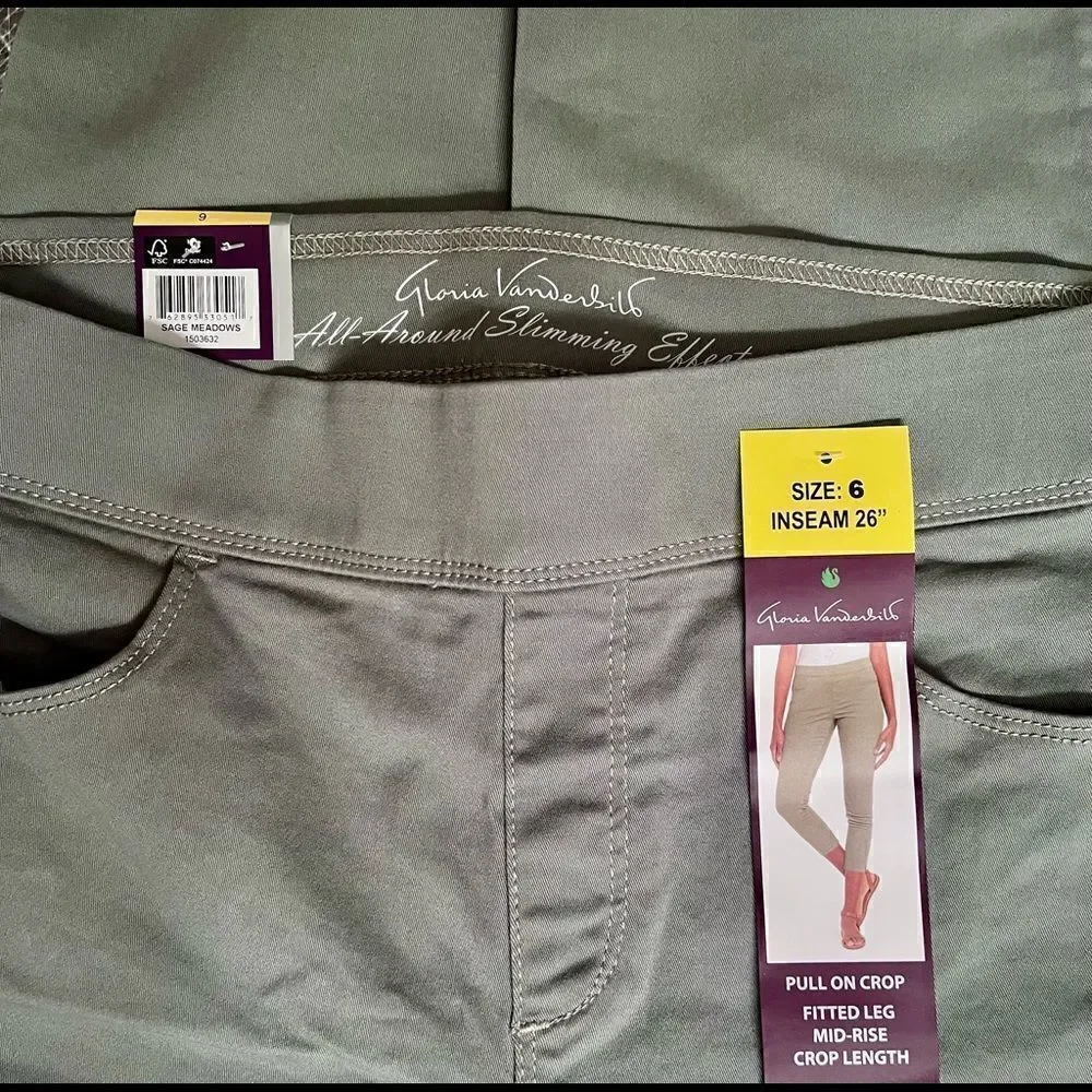GLORIA VANDERBILT Ladies All-Around Slimming Effect Pull On FittedLeg Crop Pants - Picture 5 of 6